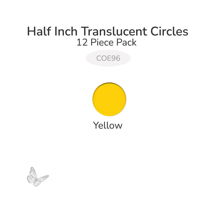 Precut translucent yellow circle glass shape, 1/2 inch diameter, COE96 fusible glass for glass fusing and mosaic art.