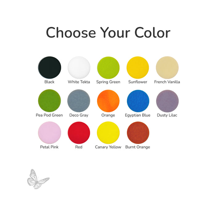 Color chart showing twelve opaque COE90 glass circle color options, each labeled, available for 1/2-inch precut glass circles.