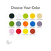 Color chart showing twelve opaque COE90 glass circle color options, each labeled, available for 1/2-inch precut glass circles.