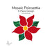 Precut Glass mosaic Poinsettia design with red flowers and green leaves on a white background