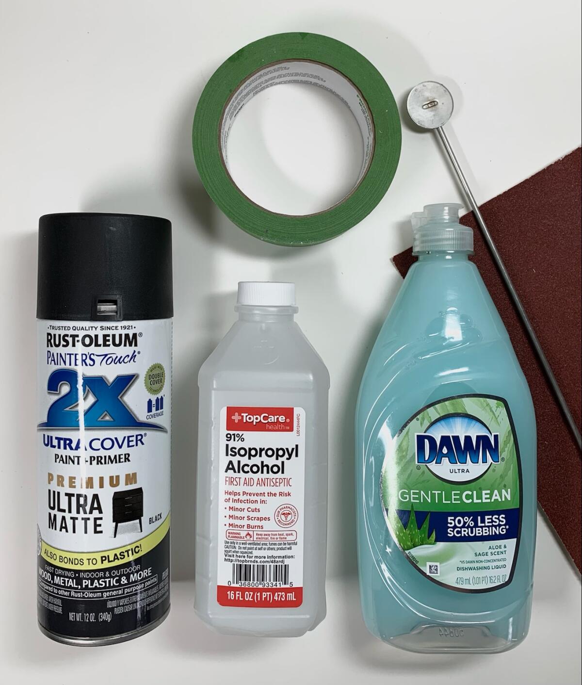 Supplies for painting a plant stake